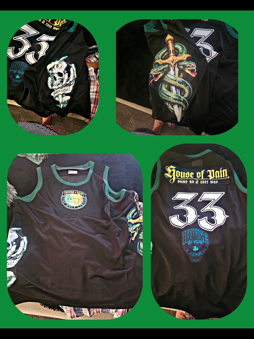 House Of Pain Black Sleeveless Jersey with Green Trim - 33 Graphic